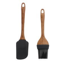 Set aus 2 Küchenhelfern: Pinsel und Spatel mit Griffen aus Holz – OKY6626
