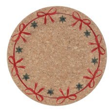 Runder Untersetzer 33 x 33 x 1,5 cm aus Kork in Streifen, Packung = 6 Stück *7755