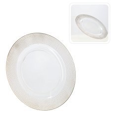 Unterteller rund 33 x 33 x 1,5 cm transparent gold, Verpackung = 6 Stück *7793