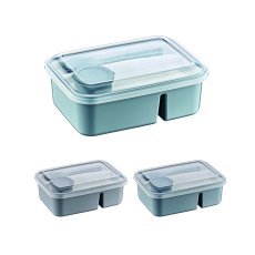 Rechteckige Lunchbox mit Fächern 920 ml + Besteck + Saucenbehälter 40 ml *8522