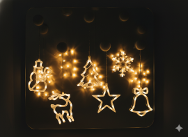 Weihnachtliche LED-Fensterdeko mit Saugnapf, batteriebetrieben – 6 Motive – LED4017