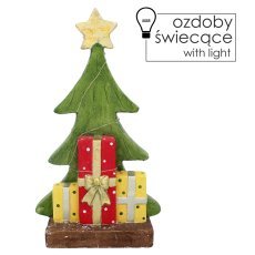 Weihnachtsfigur – Tannenbaum mit Geschenken und LED-Beleuchtung, 25,5 x 13,5 x 45,5 cm, Verpackungseinheit: 1 Stück *5166