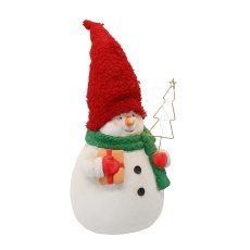 Chomik - Weihnachtsdekoration – Schneemann mit LED-Lichtern, roter Mütze und kleinem Christbaum, 1 Stück – GOT5388