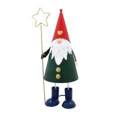 Chomik - Weihnachtsdekoration – Metallfigur Zwerg mit Stern und LED-Licht 13x13x37 cm – POI5272