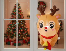 Chomik - Aufblasbarer LED-Weihnachtselch für das Fenster - SUN8723