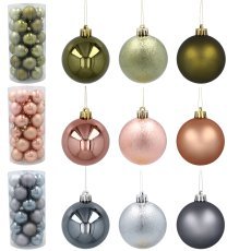 Chomik - Set aus 30 Christbaumkugeln, 6 cm, in Oliv-, Kupfer- und Graphitfarben *7238