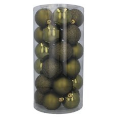 Set aus 30 Christbaumkugeln, 6 cm, in Oliv-, Kupfer- und Graphitfarben *7238