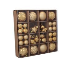 60-tlg. Weihnachtskugel-Set in Rot/Gold/Silber, verschiedene Designs *7597