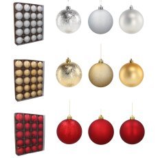 Chomik - Kpl. 20 Christbaumkugeln 8 cm rot/gold/silber, gemischte Designs *7672