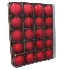 Chomik - Kpl. 20 Christbaumkugeln 8 cm rot/gold/silber, gemischte Designs *7672