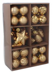 Chomik - Set mit 47 Christbaumkugeln, 4–6 cm, in Rot/Gold/Silber, gemischte Designs *7696