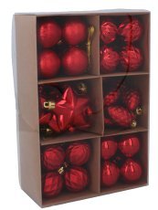 Chomik - Set mit 47 Christbaumkugeln, 4–6 cm, in Rot/Gold/Silber, gemischte Designs *7696