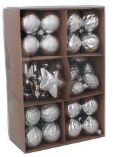 Chomik - Set mit 47 Christbaumkugeln, 4–6 cm, in Rot/Gold/Silber, gemischte Designs *7696