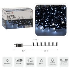 LED-Lichterkette 500 Lichter, kaltweiß, Länge 3 + 25 m, für innen/außen *9577