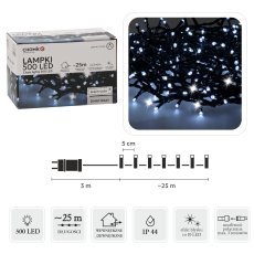 LED-Lichterkette 500 Lichter, kaltweiß + kaltweiß blinkend, Länge 3 + 25 m, für innen/außen *9607