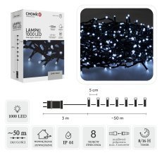 LED-Lichterkette 1000 L kaltweiß, Länge 3 + 50 m, für innen und außen *9638