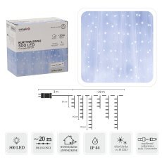 Lichtervorhang Eiszapfen 500 LEDs, kaltweiß + kaltweißer Flash, Länge 3 + 20 m – LED9898