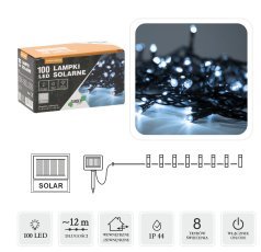 Solar-LED-Lichterkette 100 L kaltweiß, Länge 2 + 10 m *9911