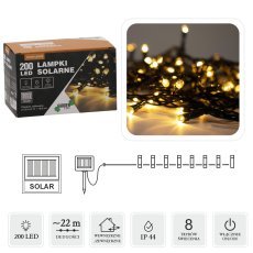 LED-Solarlichterkette mit 200 warmweißen LEDs, Länge 2 + 20 m *9935