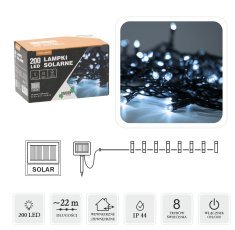 LED-Solarlichterkette mit 200 kaltweißen LEDs, Länge 2 + 20 m, *9942