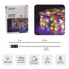 Micro-LED-Lichterkette auf Rolle, 500 LEDs, mehrfarbig, Länge 3 + 50 m *0139
