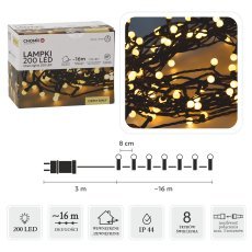 LED-Lichterkette mit 200 Kugeln, warmweiß, Länge 3 + 16 m *0146