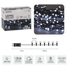 LED-Lichterkette mit Kugeln, 200 LEDs, kaltweiß, Länge 3 + 16 m *0153