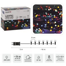 LED-Lichterkette mit Kugeln, 200 LEDs, mehrfarbig, Länge 3 + 16 m *0160