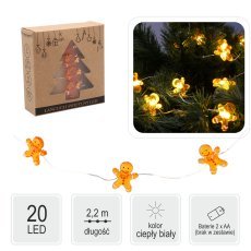 Lichterkette LED Lebkuchenmann, 20 Lampen, batteriebetrieben, Packung = 20 Stk *0214