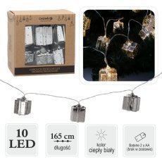 LED-Lichterkette silberne Geschenkpäckchen 10 L warmweiß *0962