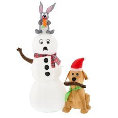 Chomik - Aufblasbarer Schneemann mit Hündchen, LED, Höhe 180 cm *1105