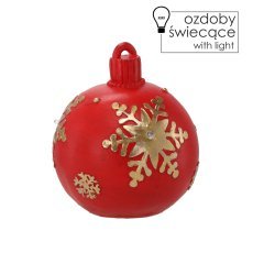 Chomik - Figur – rote Weihnachtskugel mit LED, 16,5 cm *1488