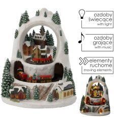 Chomik - Musikdose Weihnachten LED Winterdorf mit Zug 23 x 23 x 25,5 cm *2447