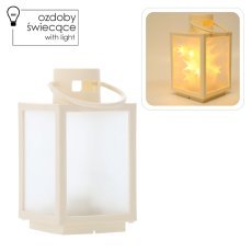 Chomik - Festliche Laterne 11 x 11 x 20,5 cm mit LED-Einsatz und 3D-Effekt, weiß *2546