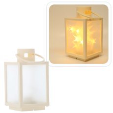 Chomik - Festliche Laterne 11 x 11 x 20,5 cm mit LED-Einsatz und 3D-Effekt, weiß *2546