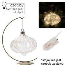 Glasdekoration Ø 15 cm, LED-hängend, transparent-perlmutt, Packung = 6 Stück *2720