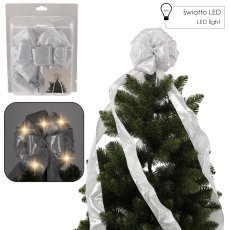 Silberne LED-Schleife für die Spitze des Christbaums, 1,8 m *3252