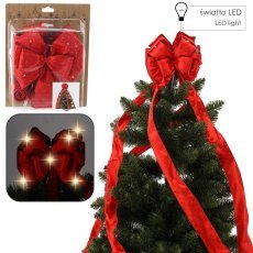 Rote Satinschleife mit LED-Beleuchtung für die Christbaumspitze, 1,8 m *3269