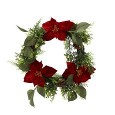 Kunstblumen – Kranz mit Weihnachtsstern, Ø 40 cm, Packung = 2 Stück *3283