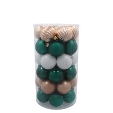 Chomik - Kpl. 41 Christbaumkugeln in der Röhre, 6 cm, grün / champagner / weiß *3603