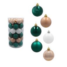 Chomik - Kpl. 41 Christbaumkugeln in der Röhre, 6 cm, grün / champagner / weiß *3603