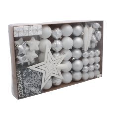Chomik - Kpl. 60 Weihnachtsornamente silber / weiß *3719
