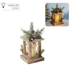 Festliche Holzlaterne mit LED-Kerze 18 x 18 x 38 cm *5201