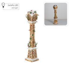 Festliche braune Holzlaterne mit LED-Beleuchtung 16 x 16 x 85 cm *5249