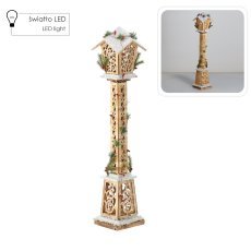 Festliche braune Holzlaterne mit LED, 18 x 18 x 100 cm *5256