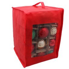 Set mit 36 Weihnachtskugeln in Rot / Gold / Grün, Ø 8 cm, in roter Tasche *5423