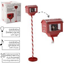 Weihnachtsbriefkasten 27 x 20 x 150 cm mit Spieluhr und LED-Beleuchtung, rot *7700