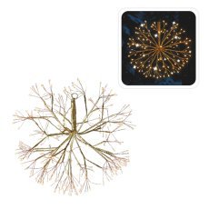 Festliche Dekoration – goldene Mistel, 40 cm, 288 Micro-LEDs, warmweiß + kaltweißer Flash, für innen und außen *8271