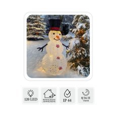 Festliche Dekoration – Schneemann mit LED, 1,5 m, 120 L warmweiß, für innen und außen *8394