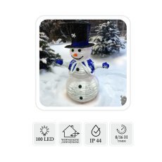 Festliche Dekoration – Schneemann mit LED-Beleuchtung 1,2 m, 100 warmweiße Lichter, für innen und außen *8400